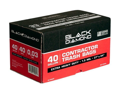 Black Diamond 40 Gallon Extra Heavy Duty Contractor Trash Bags 40 Count 1.5 Mil