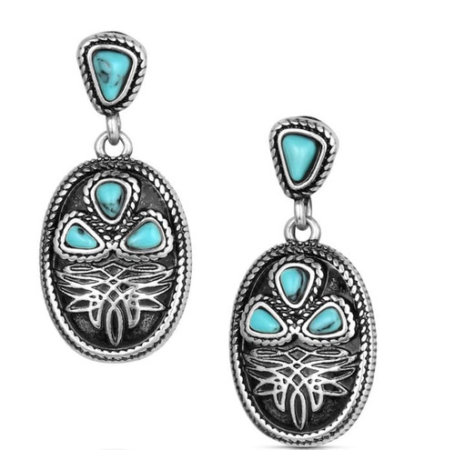 Montana Silversmiths Boot Stitch Turquoise Earrings