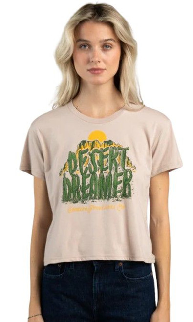 Sendero Ladies Sand Desert Dreamer Boxy Short Sleeve Cropped Graphic T-Shirt front