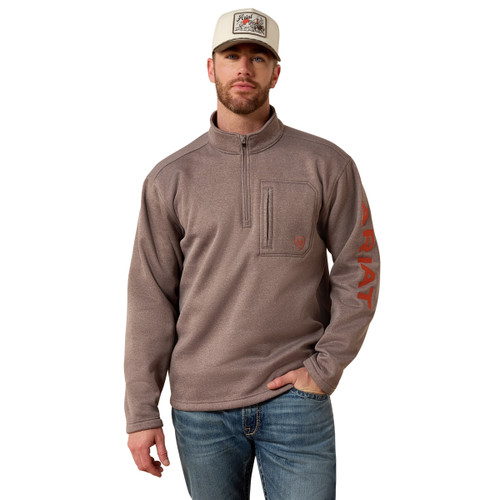 Ariat Men's Chocolate Plum Heather Tek Team 1/4 Zip Sweatshirt - front