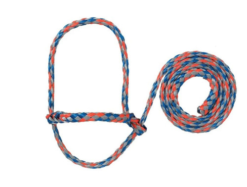 Weaver Leather Livestock Poly Rope Sheep & Goat Halter, Blue, Orange & Gray