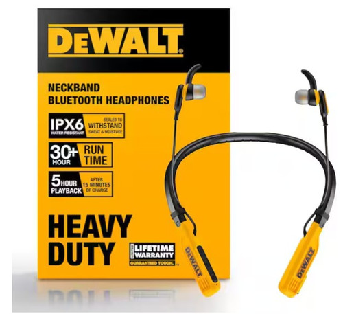 DeWalt Jobsite Pro Wireless Neckband Earphones item outside of box