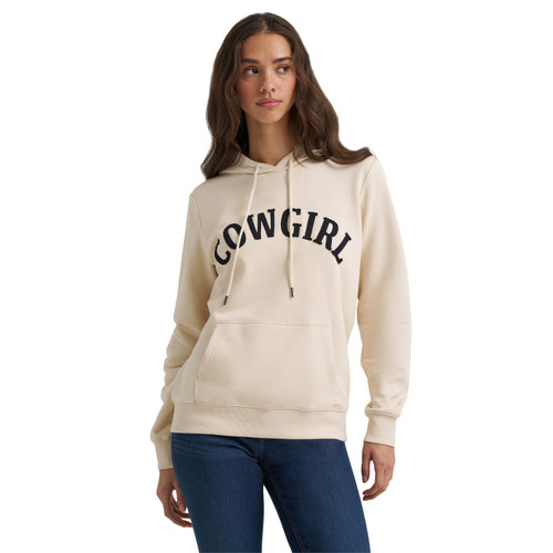 Wrangler Womens White Cowgirl Spirit Long Sleeve Graphic Pullover Hoodie