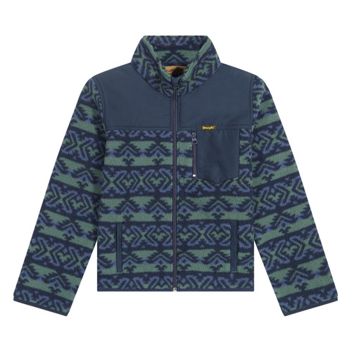 Wrangler Boys Green Dark Forest Hay Away Sherpa Full Zip Long Sleeve Jacket