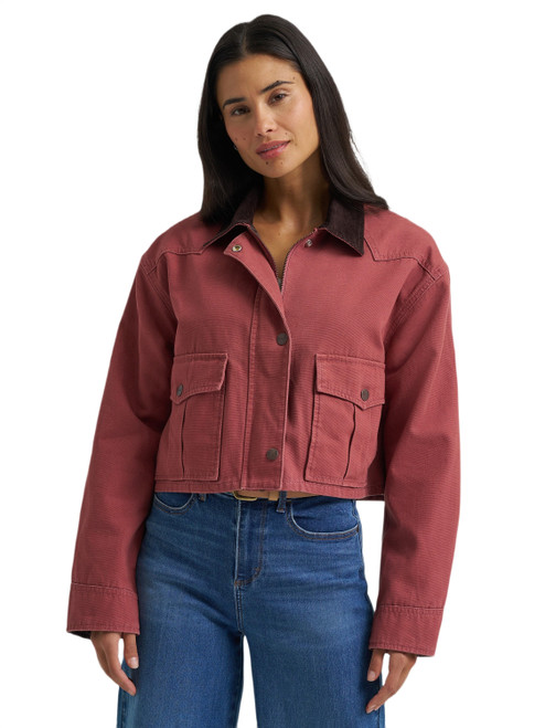 Wrangler Womens Rose Frontier Utility Long Sleeve Cropped Jacket