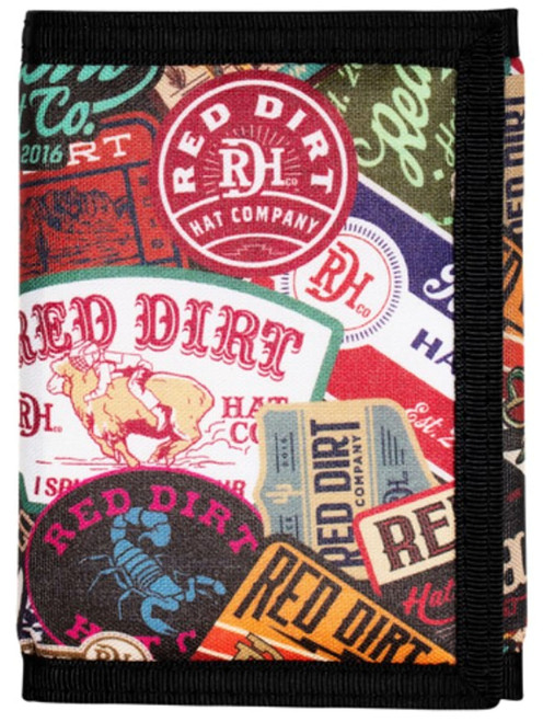 Red Dirt Hat Co. Men's Trifold Wallet Polyester Canvas with Velcro Closure & Patch Smash Print