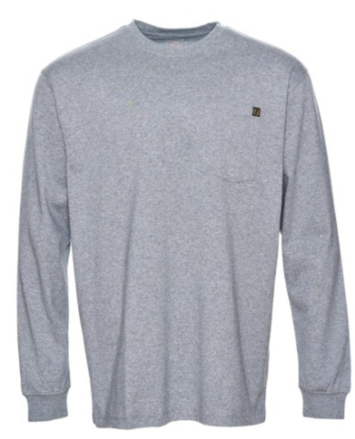 Noble Outfitters Men's Hammer Drill Long Sleeve Pocket T-Shirt front in charcoal heather