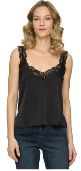 Threadgrit Women's Haley Satin Lace Trim Tank Top front