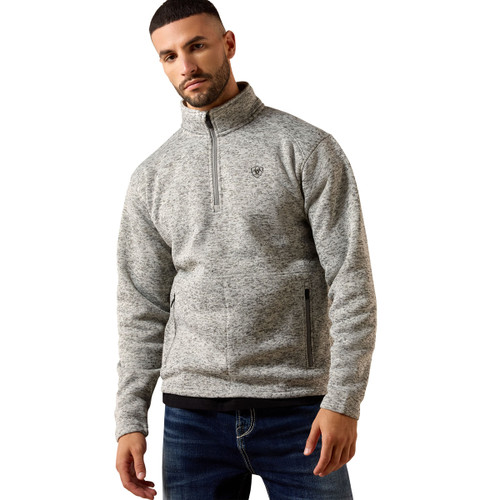 Ariat Men's Nulla Heather Caldwell 1/4 Zip Long Sleeve Pullover Sweater front