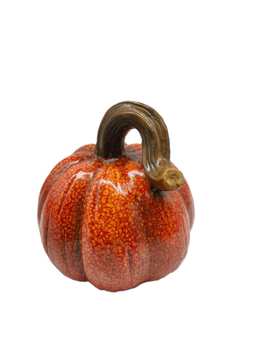 Backyard Expressions 7" Ceramic Orange Pumpkin Tabletop Decor