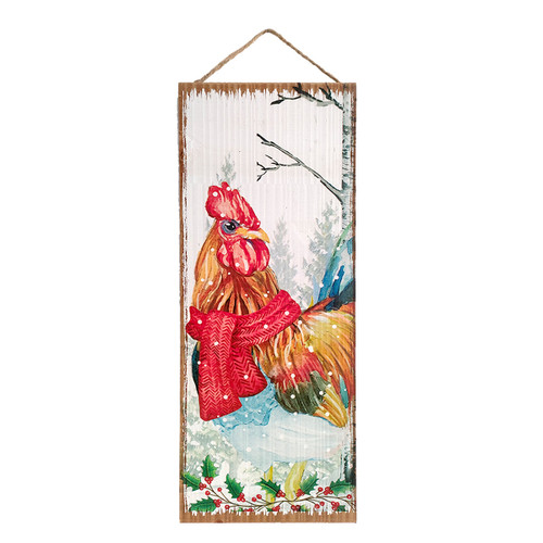 Backyard Expressions 23.5" Wooden Rooster Holiday Sign