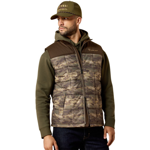 Ariat Men's Wren Camo Serape Crius Insulated Vest closed front
