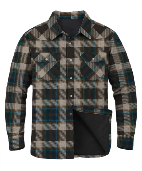 R Country Mens Brown Onyx Pine Plaid Long Sleeve Lined Flannel Shirt