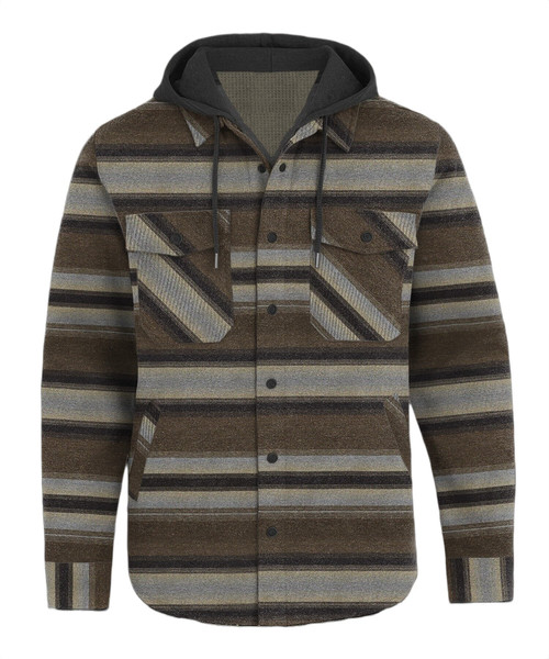 R Country Mens Brown Onyx Pine Plaid Long Sleeve Lined Flannel Shirt