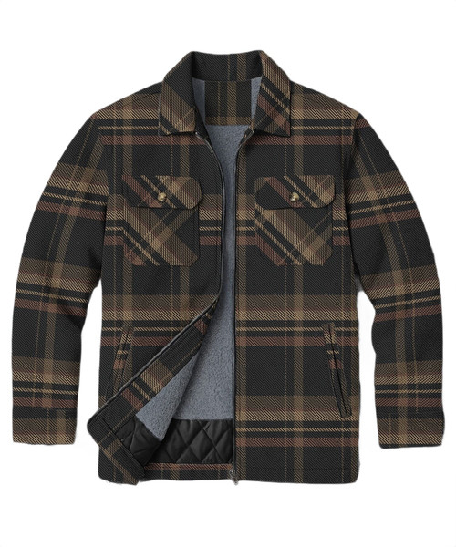R Country Mens Black Spice Long Sleeve Sherpa Lined Zip Up Jacket