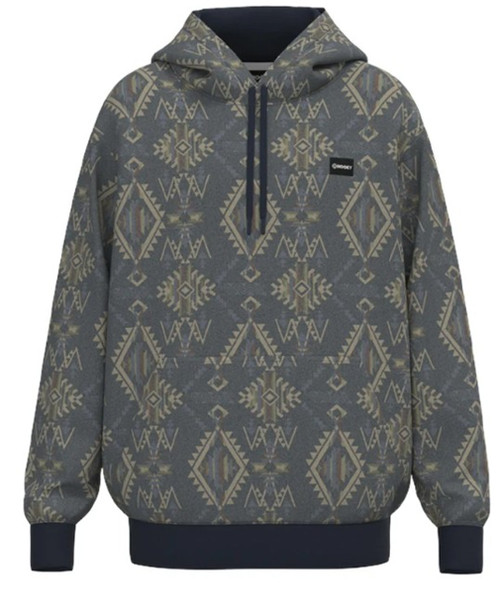 Hooey Men's Dark Navy All-Over Aztec Print Legendary Hoody front
