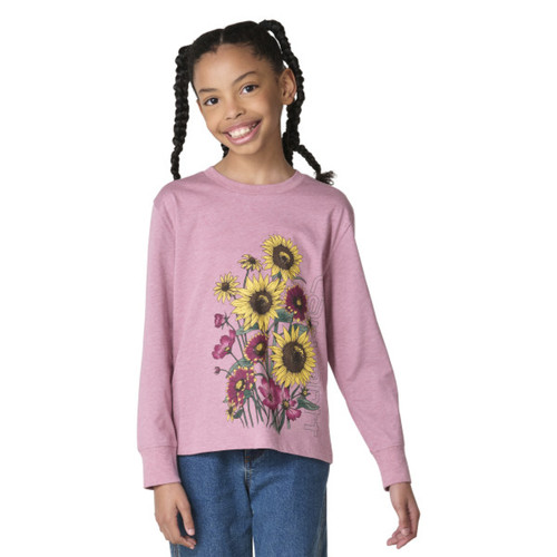 Carhartt Girls Youth Violet Quartz Heather Long Sleeve Floral T-Shirt