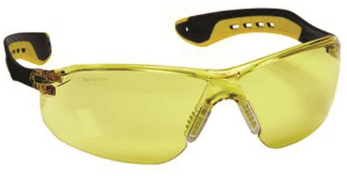 3M Impact Safety Glasses, Anti-Scratch, Amber Lens, Black/Yellow, Rubber