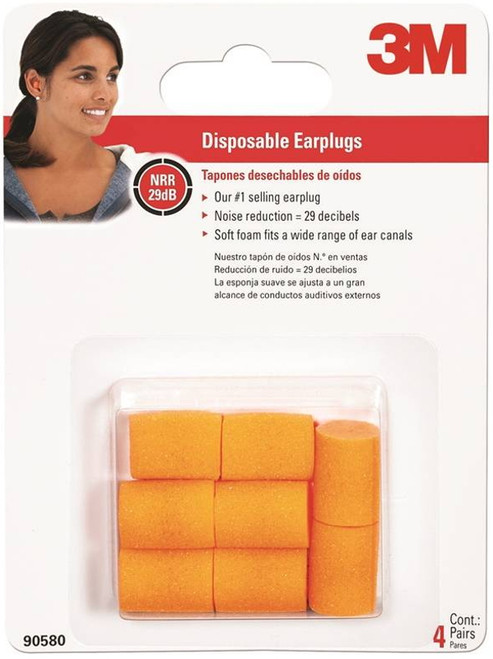 3M Tekk Protection Classic Disposable Earplug, 29 dB, Foam, Orange