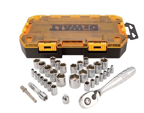 DeWalt 1/4in and 3/8in Drive Socket Set 34 Piece