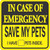 Ozark Leather- In Case Of Emergency Save My Pets- Yellow
