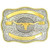 M&F - Rectangle Engravable Ribbon Longhorn Head Buckle - Silver Gold