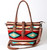 American Darling Red & Turquoise Diamond Pattern Large Wool Tote With Leather Buckle