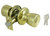 ProSource Entry Tubular Exterior Knobset (Keyed) - Polished Brass