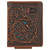 Justin Mens Tooling Bi-Fold Card Wallet with Turquoise Underlay