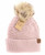 C.C. Beanie Womens Dusty Rose Solid Smocked Stitch Fur Pom Beanie