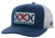 Hooey Men's Loop Blue/White 5 Panel Trucker Cap with White/Navy/Red Rectangle Patch