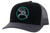 Hooey Men's Strap Black/Grey 6 Panel Trucker Cap with Grey/Turquoise Circle Hooey Patch