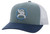 Hooey Men's Strap Roughy Light Blue/White 6 Panel Trucker Cap with White/Blue Circle Hooey Patch