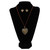 Silver Strike Brown Suede Strand and Heart Inlayed in a Heart Pendant Necklace and Earring Set