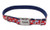 Coastal Ribbon Adjustable Dog Collar with Metal Buckle Red With Paws