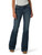 Wrangler Women's Mae Mid Rise Trouser Dark Wash Jeans with Tan Embroidered "W"
