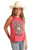 Rock & Roll Denim Girls Hot Pink Horse With Western State of Mind Fringed Tank Top