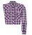Wrangler Mens Western Purple Plaid Long Sleeve Western Logo Shirt