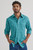 Wrangler Mens Long Sleeve Wrinkle Resistant Teal Plaid Shirt