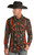 Rock & Roll Cowboy Men's Black/Orange Aztec Print Long Sleeve Snap Shirt