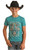 Rock & Roll Cowboy Boy's Dale Yeah Steer Head Turquoise Short Sleeve Shirt