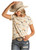 Rock & Roll Cowgirl Ladies Desert and Horse Print Natural Short Sleeve Shirt