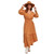 West & Wild Womens Caramel Smocked Waist Tassel Trim Ruffle Maxi Dress