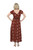 Nostalgia Women's Burgundy Floral Short Sleeve Dress