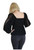 Nostalgia Women's Black Long Sleeve Smocked Peplum Top