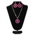 Silver Strike Ladies Silver Hot Pink Beaded Earrings and Necklace Set