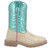 Dan Post Girls 8" Pull On Splatt Teal Square Bone Western Boots 