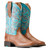 Ariat Women's Blue/Brown Round Up Wide Square Toe Stretch Fit Western Boot Ariat Women's Blue/Brown Round Up Wide Square Toe Stretch Fit Western Boot