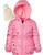 Pink Platinum Little Girl Irridescent Foil GWP Puffer Jacket, Cotton Candy