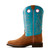Ariat Women's Elko Chestnut Suede and Blue Round Toe Western Boots